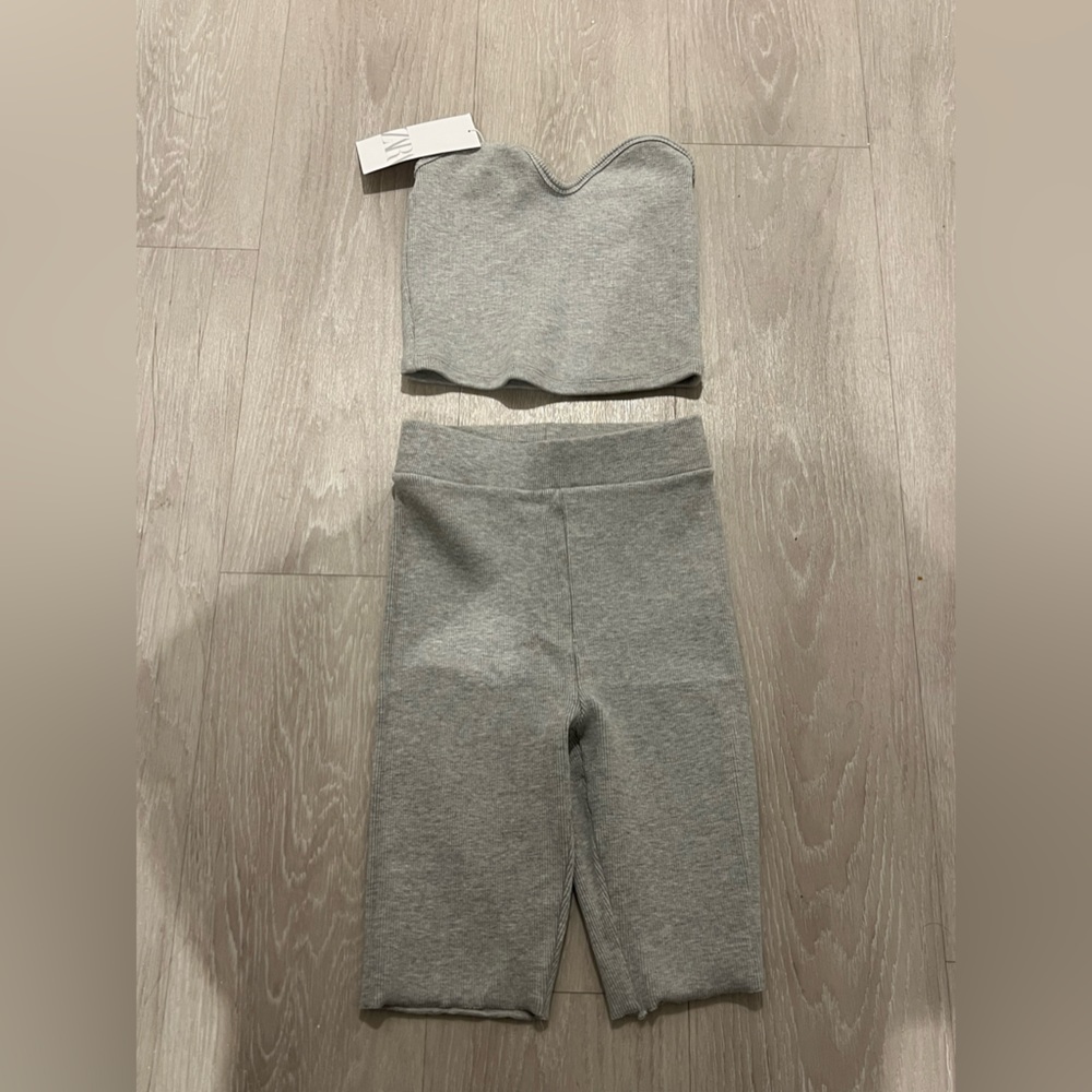 Zara grey two piece halter short set NWT